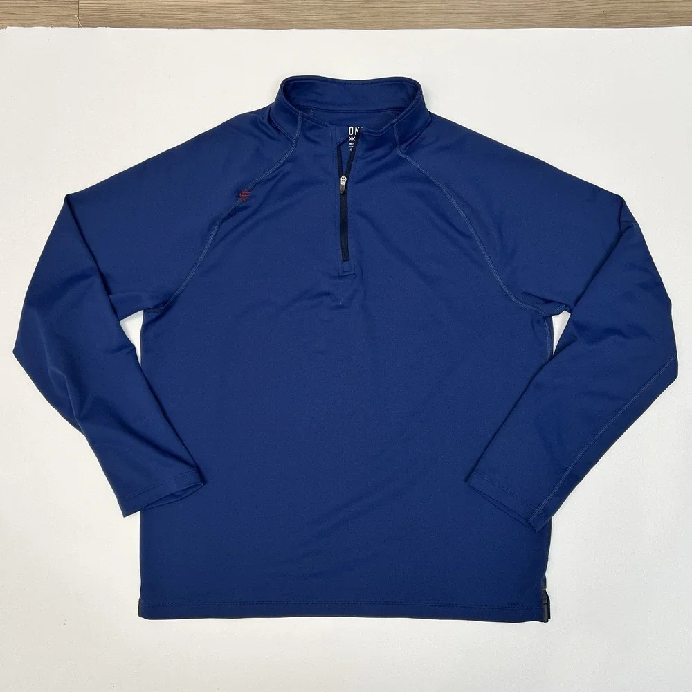 Rhone Blue Session 1/4 Zip Pullover Long Sleeve Performance Active Shirt Medium